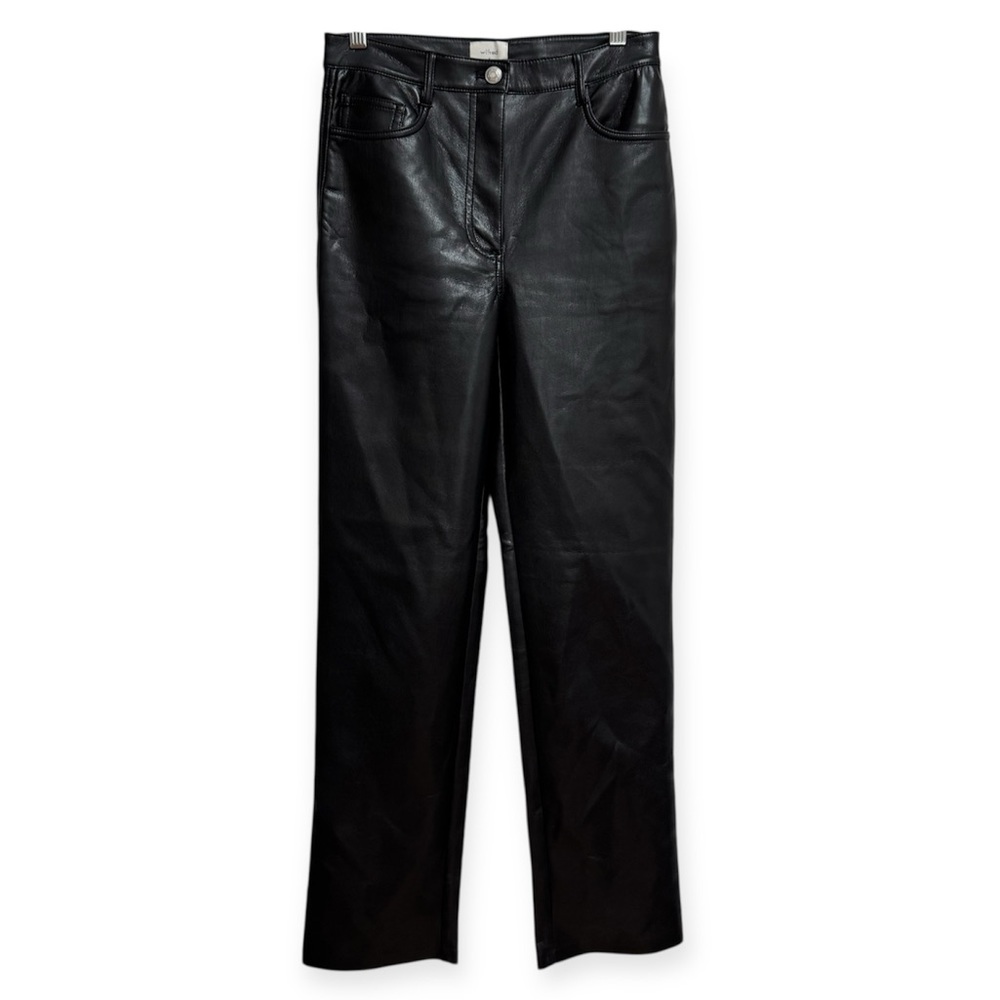 Wilfred Aritzia Dare Pants Unreal Faux Leather Mid Rise Straight Leg Size 4